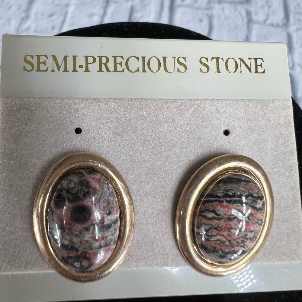Unakite Earrings semi precious stone post earrings